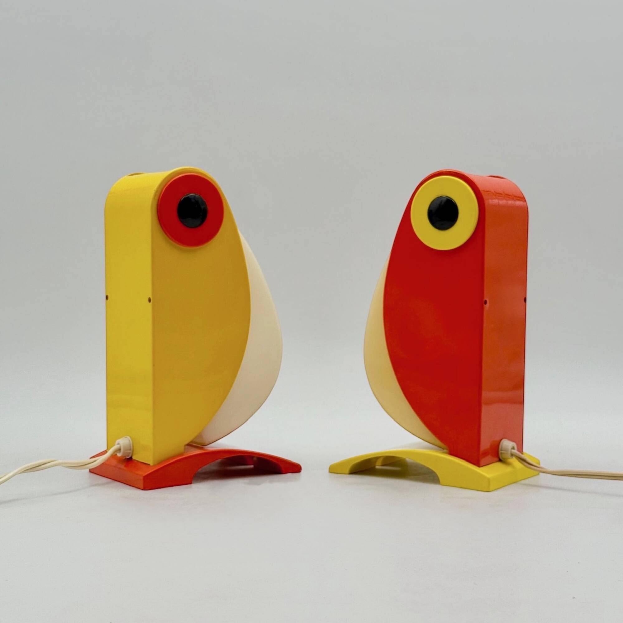 Paire de lampes Toucan design italien années 70 Enea Ferrari