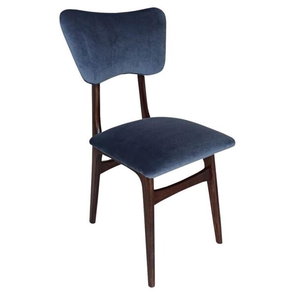 Chaise Butterfly Mid-Century en tissu bleu marine gris et bois de noyer, Europe, 1960