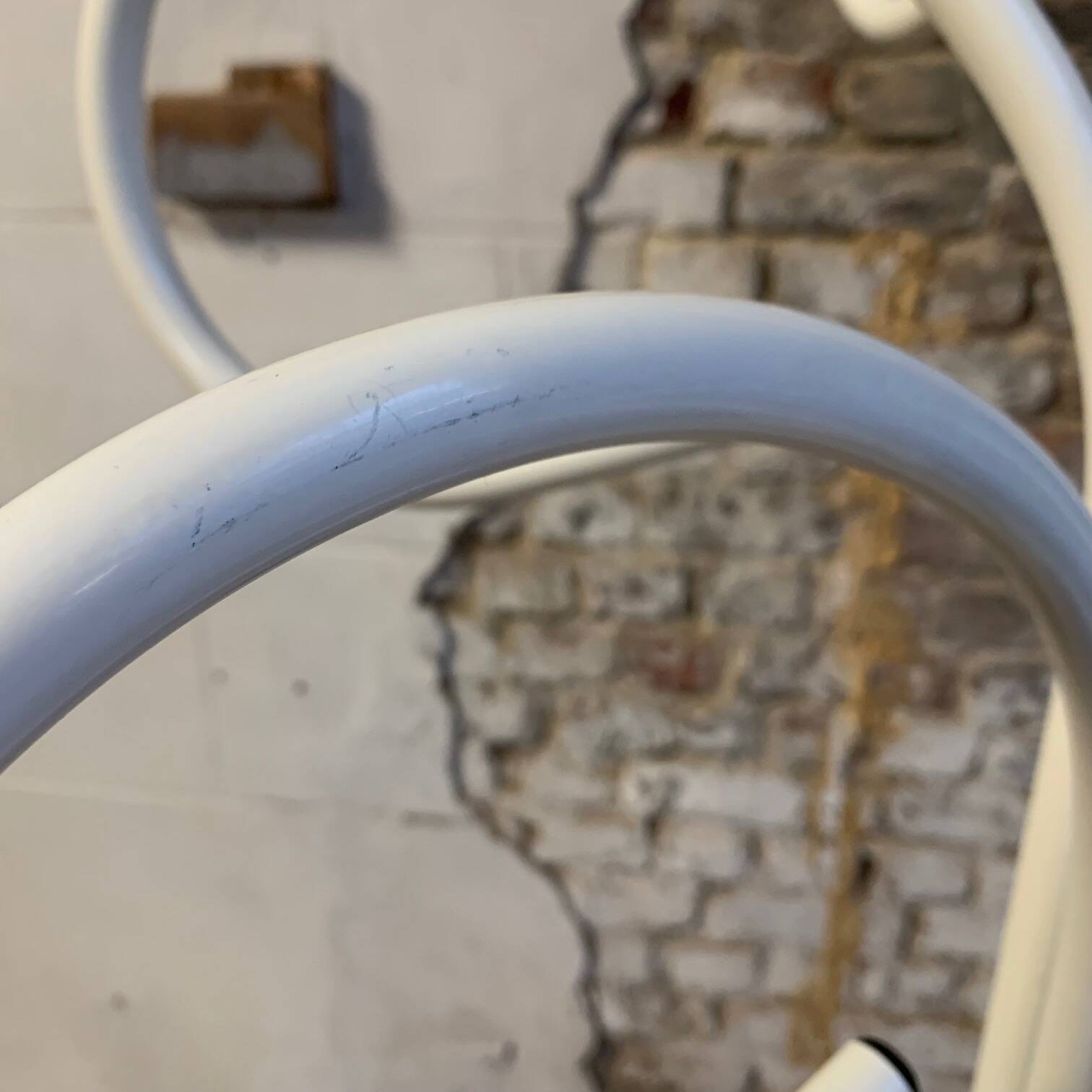 Original white lacquered metal coat rack from the 1980s