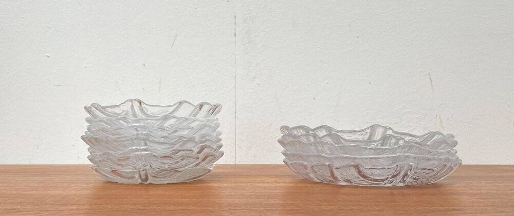Vintage Swedish glass plates Eden by Lars Hellsten for Orrefors, 1970s, set of 13.