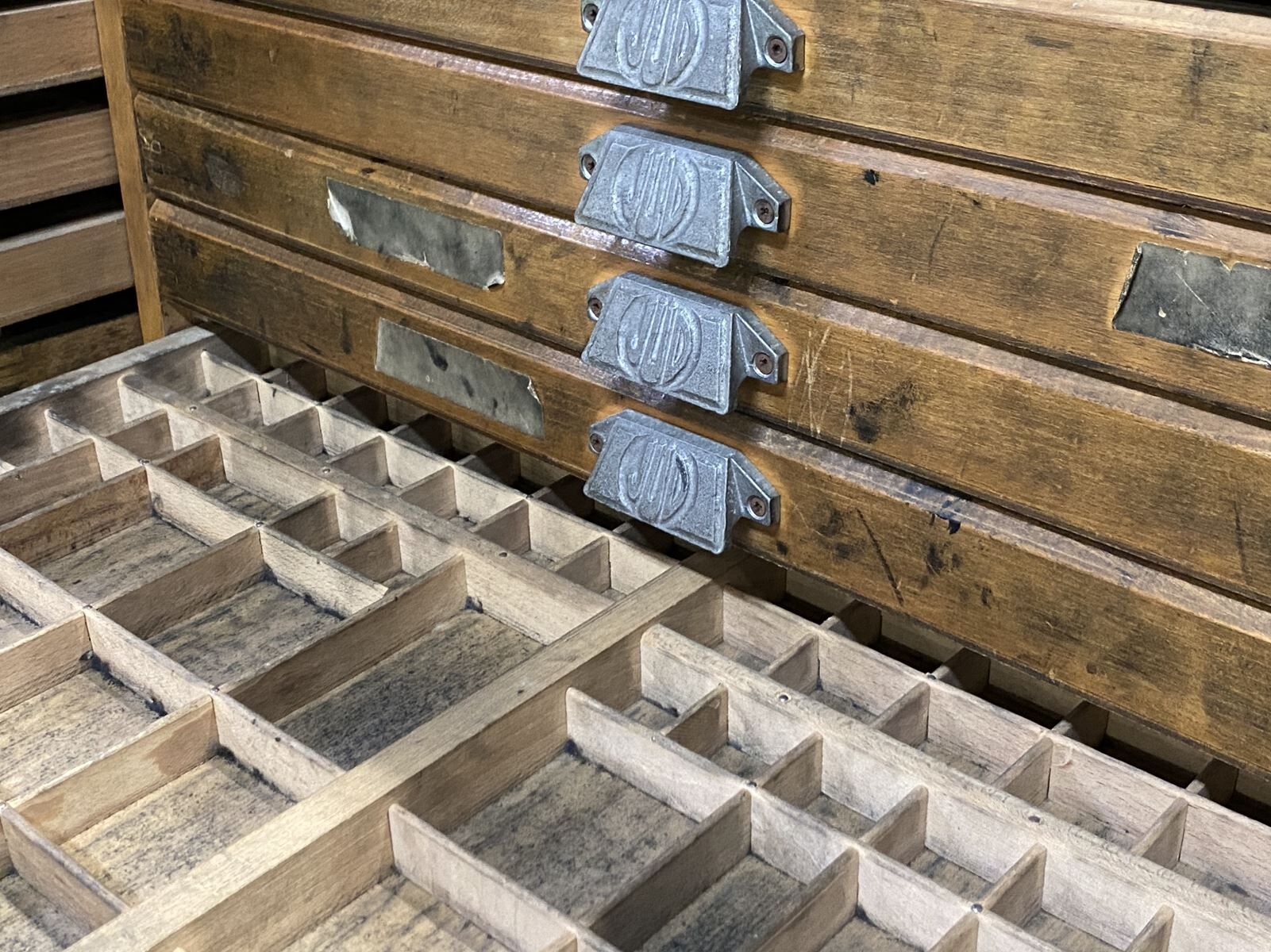 Double oak printer furniture from the 1930s