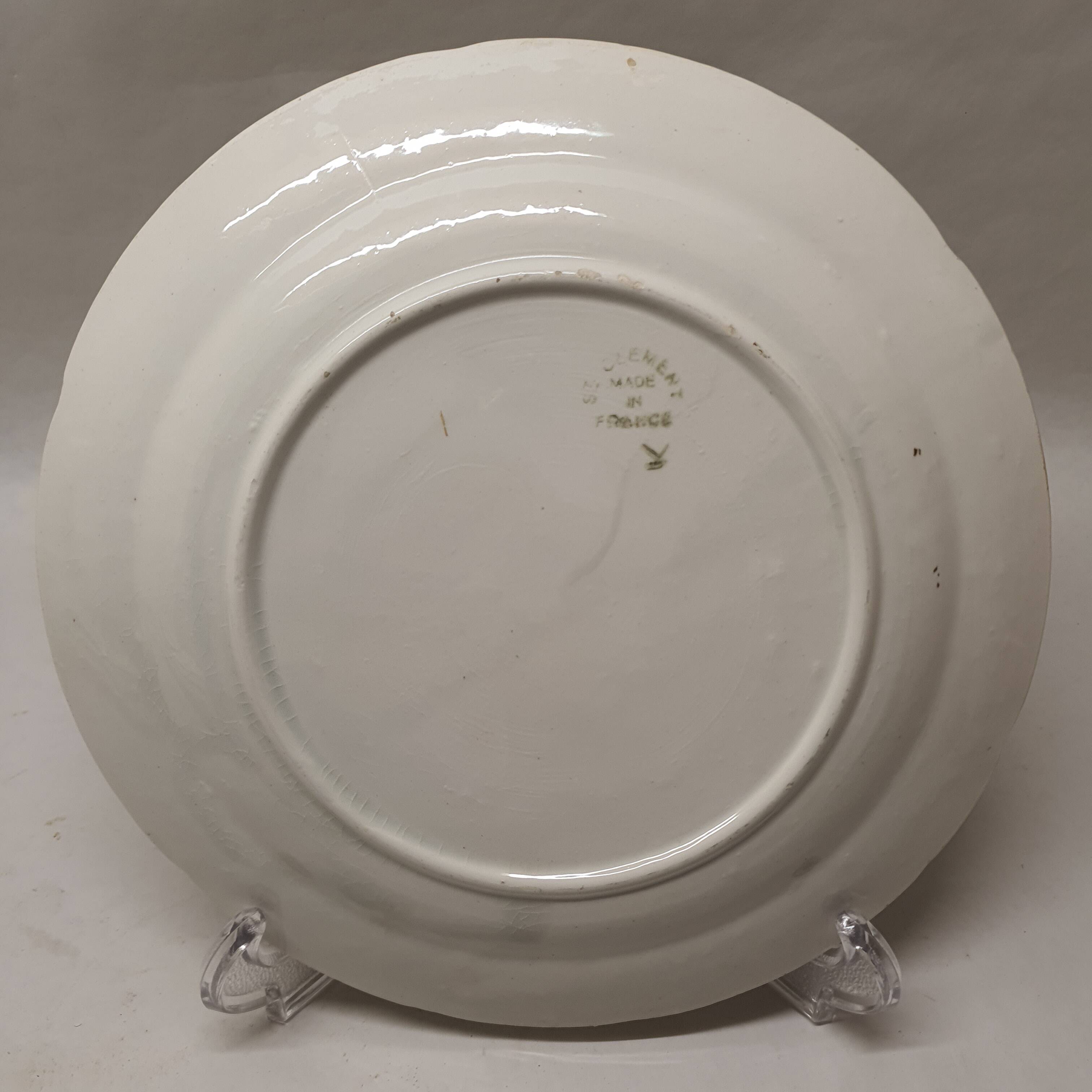 Decorative Plate Barbotine St Clément Made In France Vintage Peach Fruit Pattern