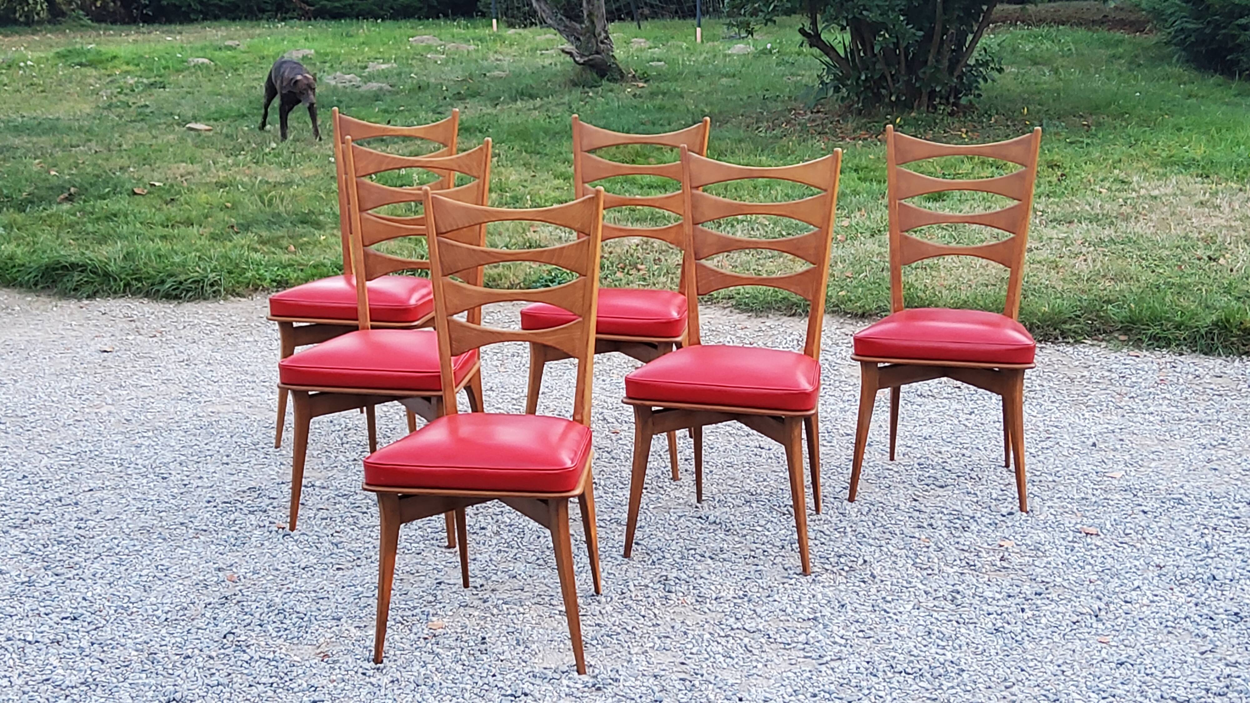 Set of 6 vintage Scandinavian style chairs from the 50s