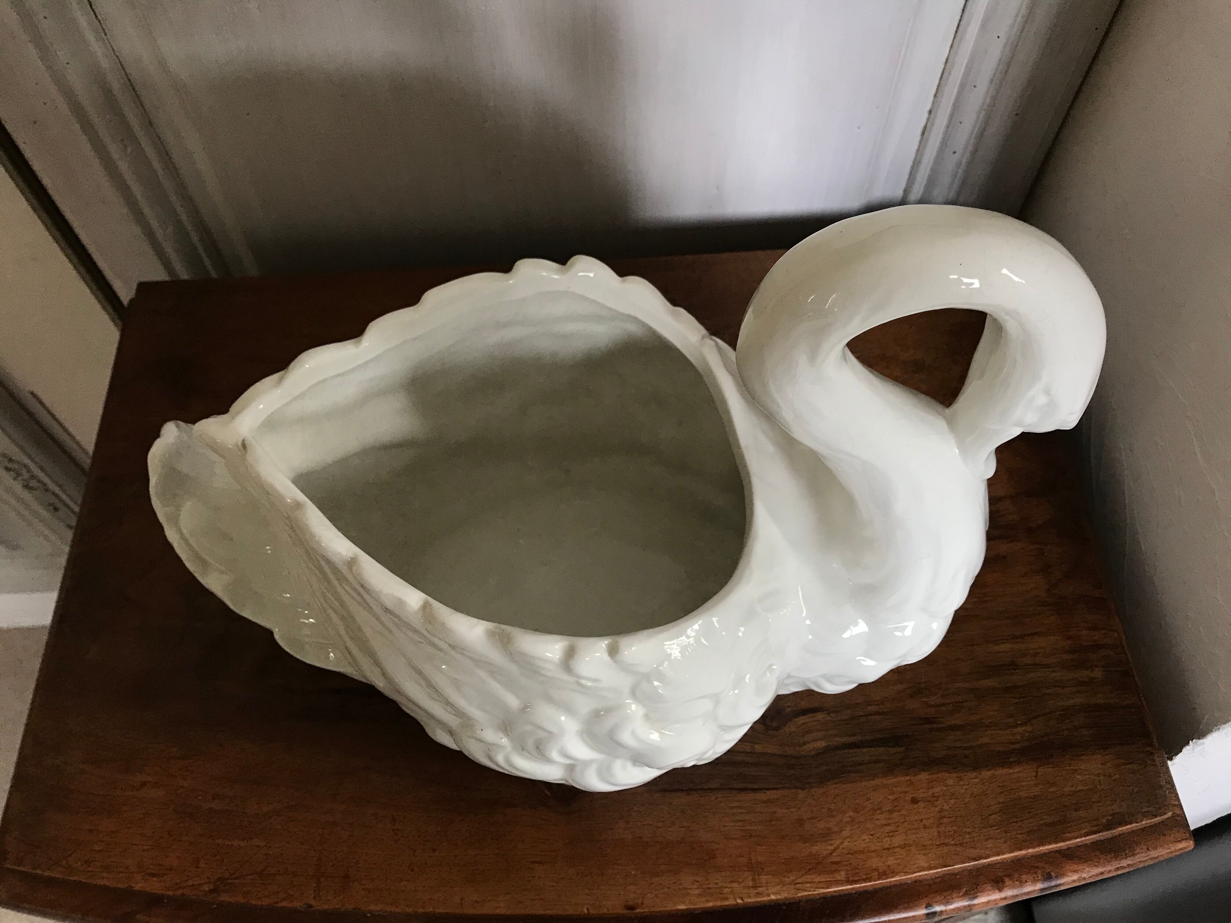Vintage ceramic swan pot cover