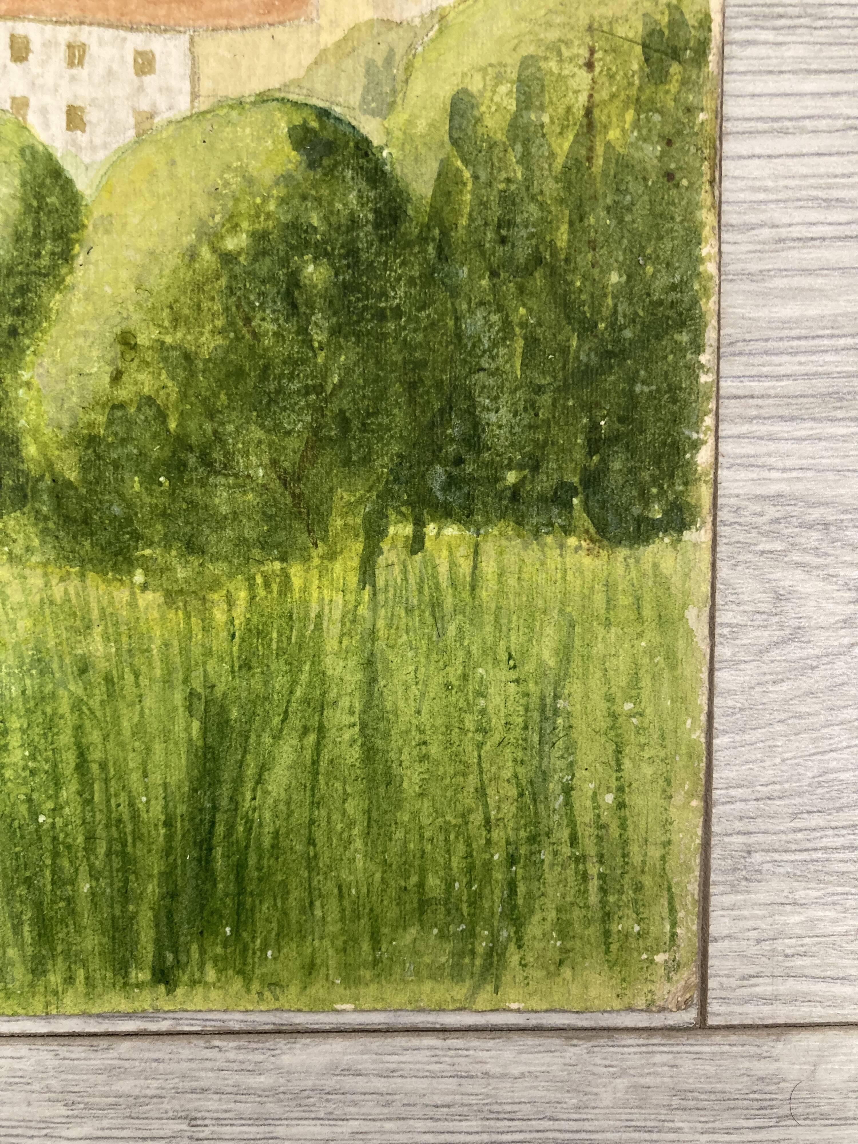 Watercolor seaside landscape recto/verso