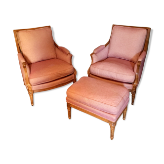 Pair of armchairs and ottoman from the house Gilles Nouailhac