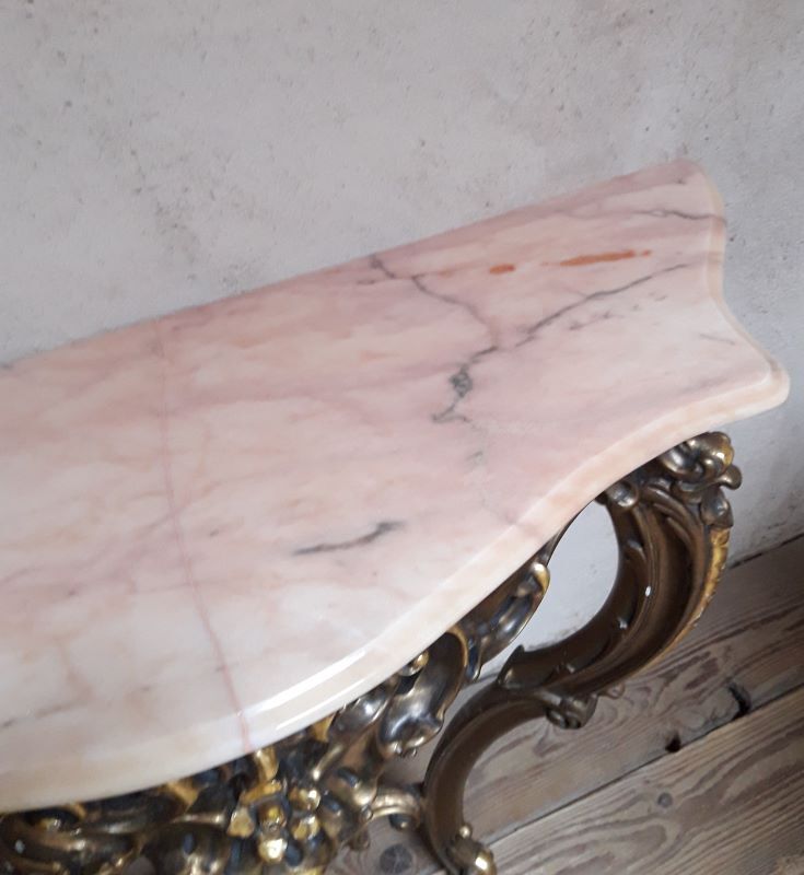 Gilded wooden console marble Louis XV style