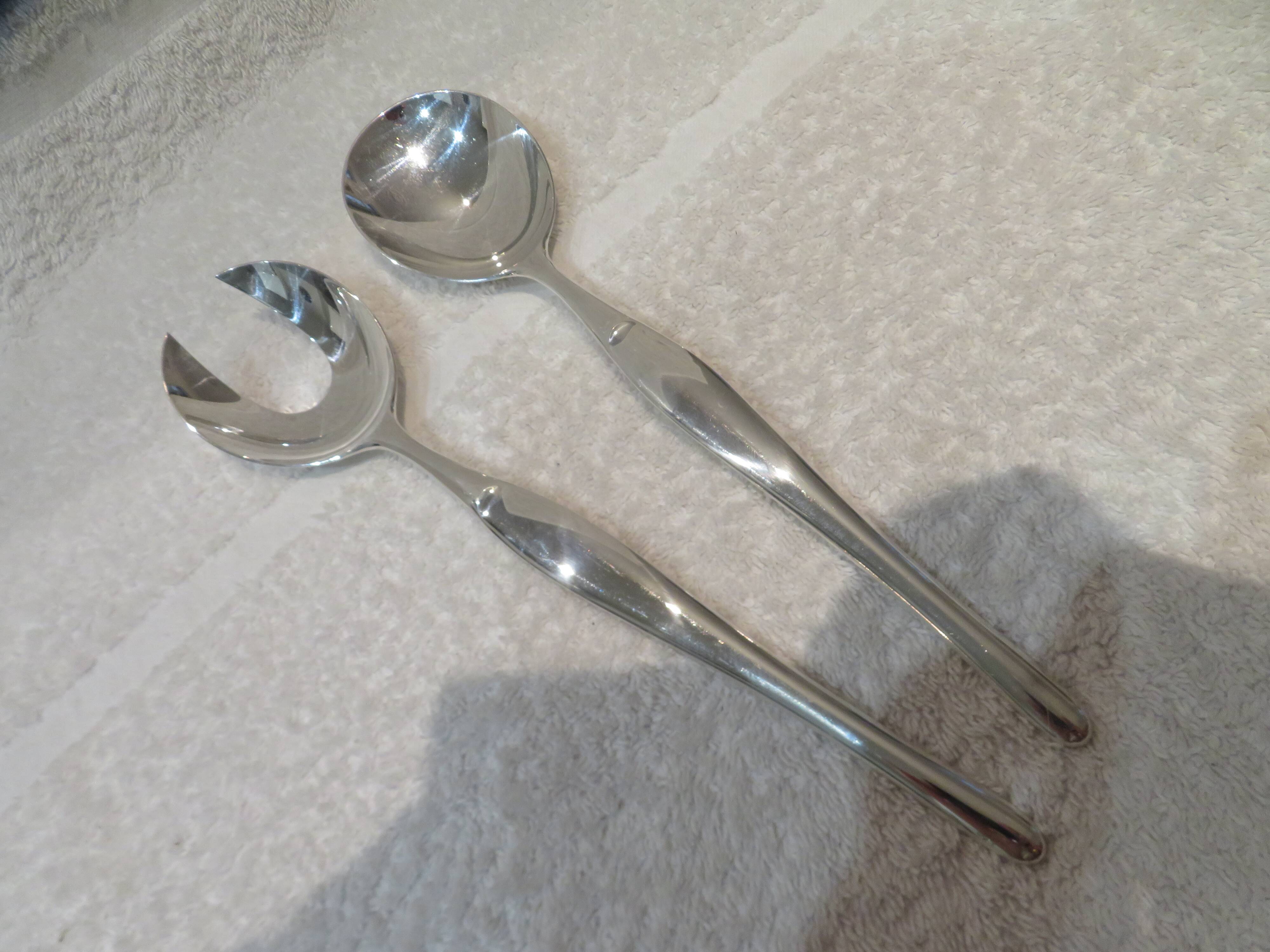 Cuillère et fourchette de service métal argenté orfèvre Christofle Duo