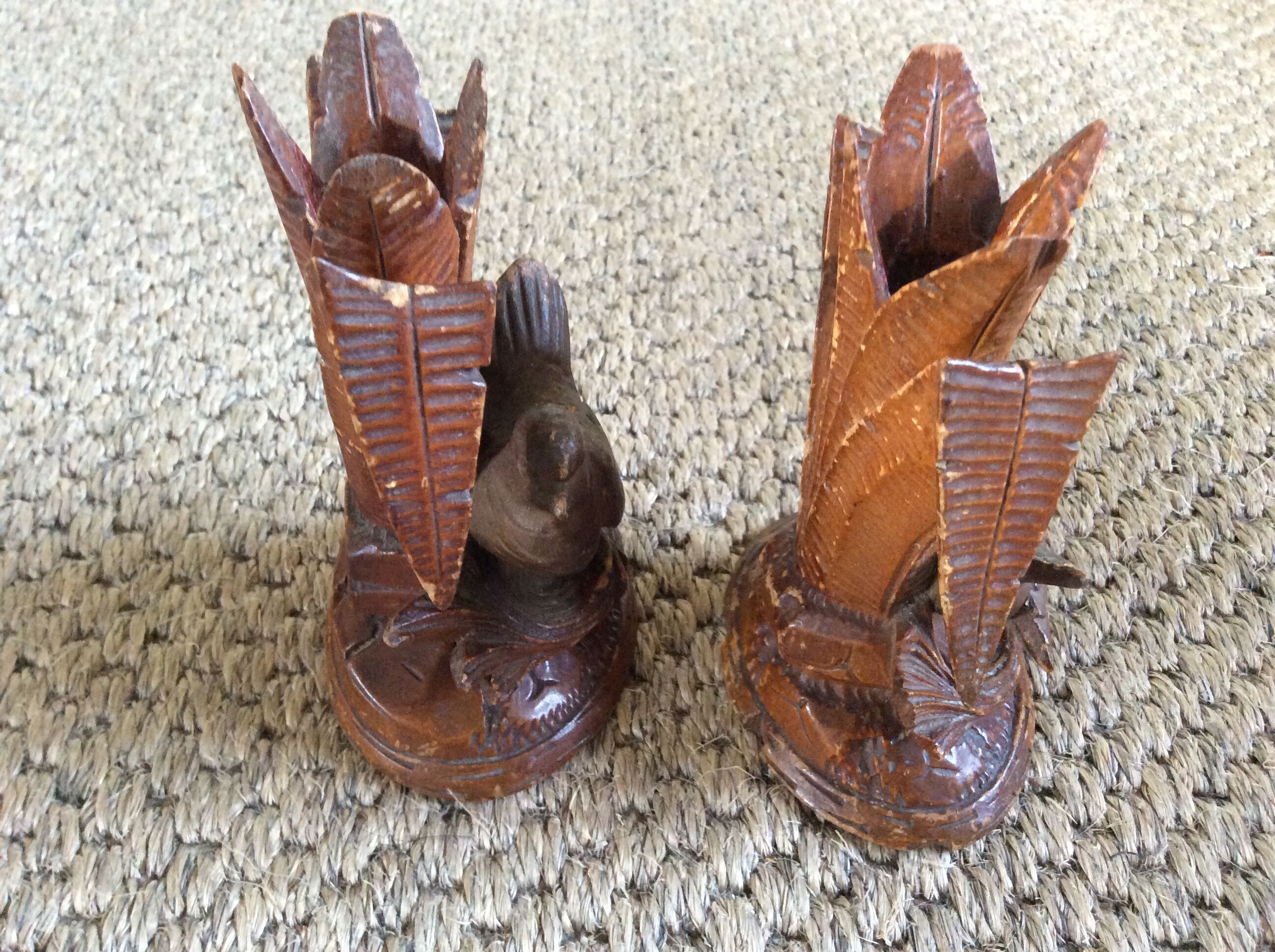 2 wooden candle holders