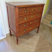 Art Deco chest of drawers - 4 drawers - locks - checkered wood veneer top - 50s