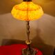 antique bronze lamp with yellow marbled glass paste shade 52x21