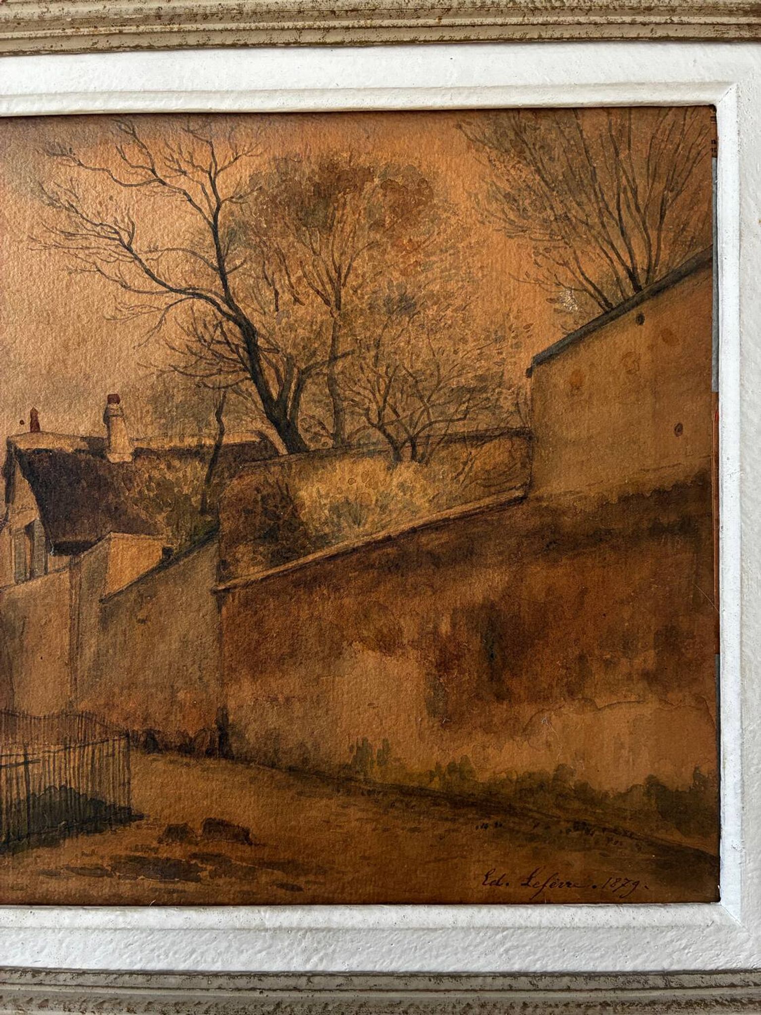 Tableau paysage de campagne Édouard Lefevre 1879