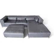de Sede DS-7 Ecksofa mit Hocker in grauem Leder