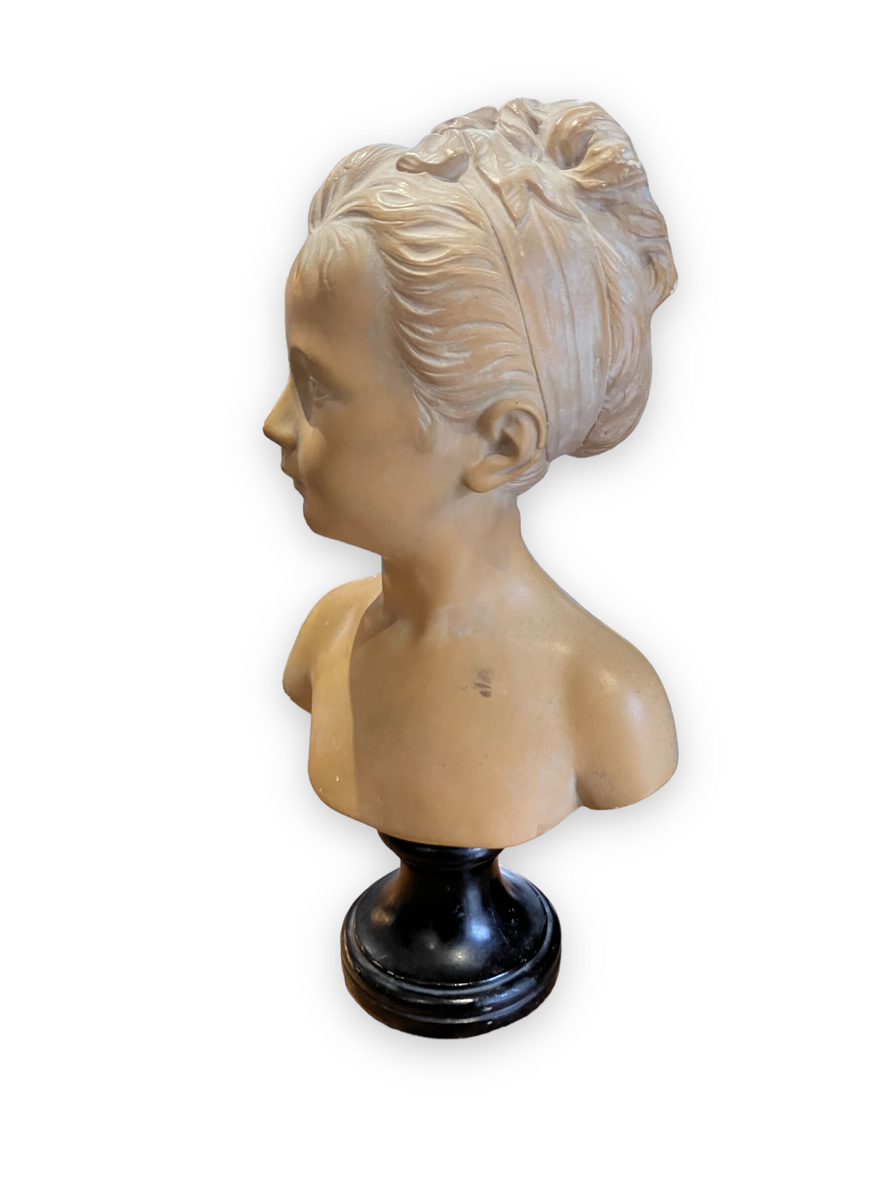 Bust of louise brongniart in patinated plaster after houdon