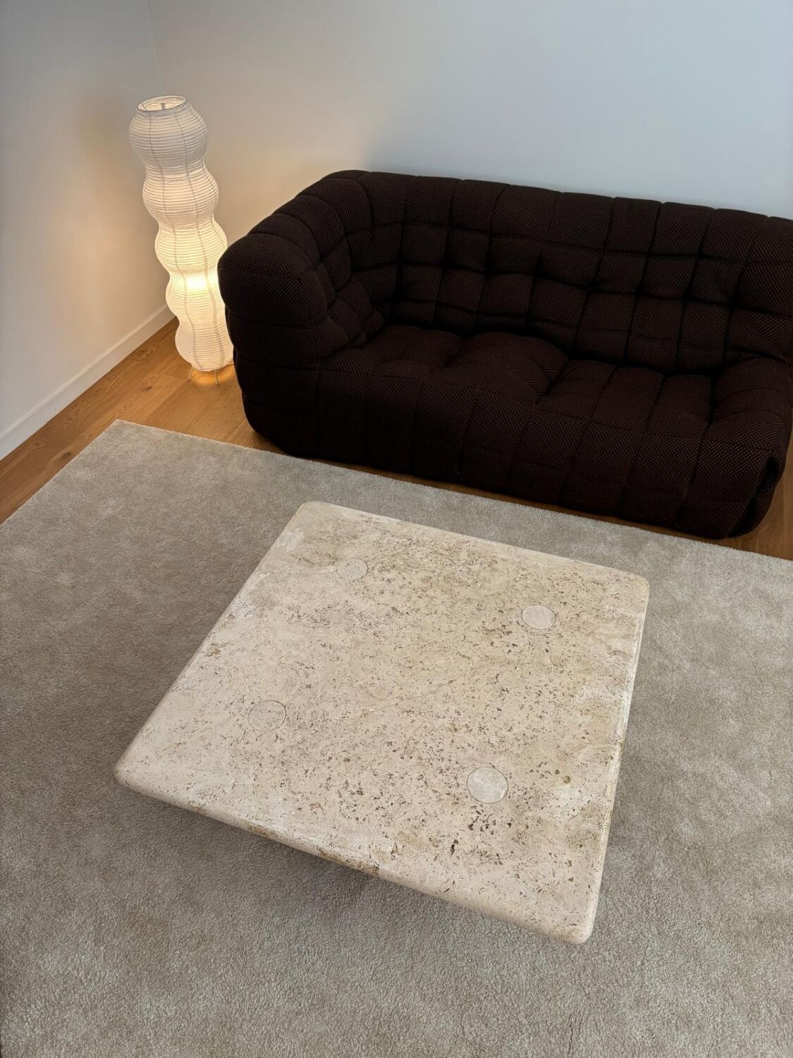 Travertine coffee table, Angelo Mangiarotti, Italy, 1970s