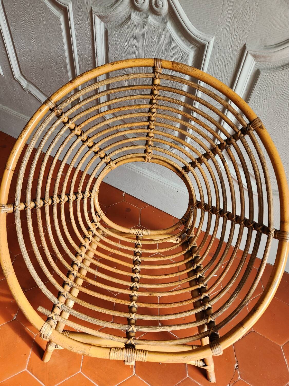 Large rattan armchair from the 70s