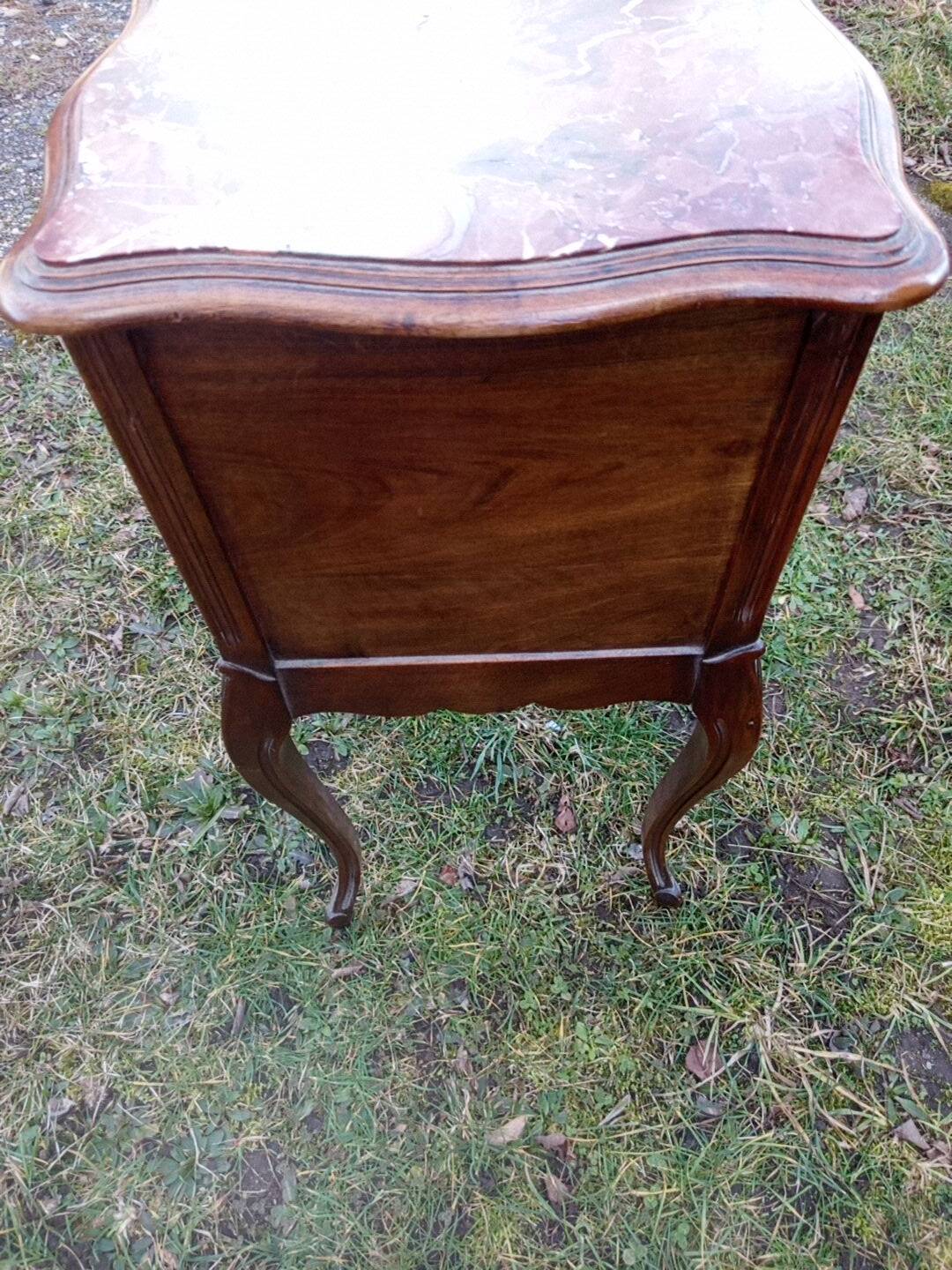 Wood and marble bedside table