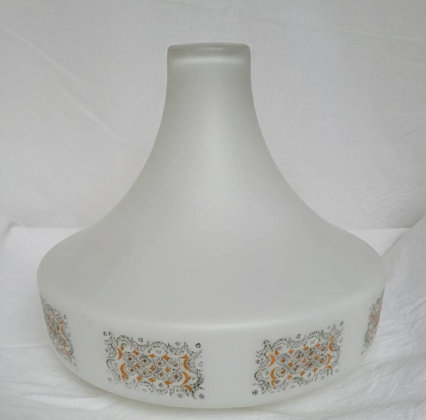 Opaline suspension lampshade — screen-printed cashmere design — 60s