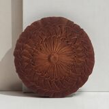 Round pleated velvet cushion