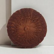 Coussin rond plissé velours
