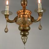 Murano glass lantern mordoré, three arms of light