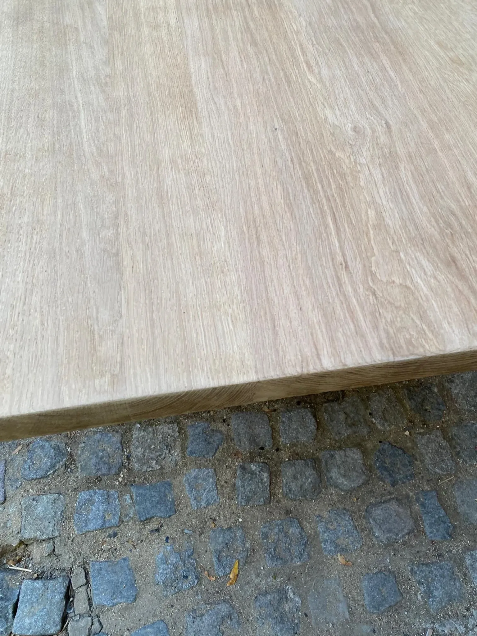 Large stripped monastery table in raw solid oak 225cm 1970