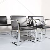 Set of 6+1 Mies van der Rohe Brno black Bauhaus chairs