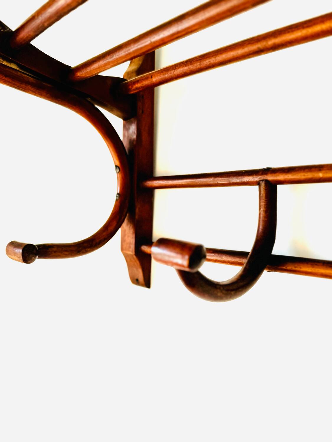 1900 Art Nouveau curved wood cloakroom