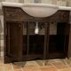 Vintage Poplar Wood Vanity Cabinet with Wash Basin, 1960s, Set of 2