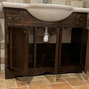 Vintage Poplar Wood Vanity Cabinet with Wash Basin, 1960s, Set of 2