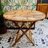 Table rotin bambou vintage