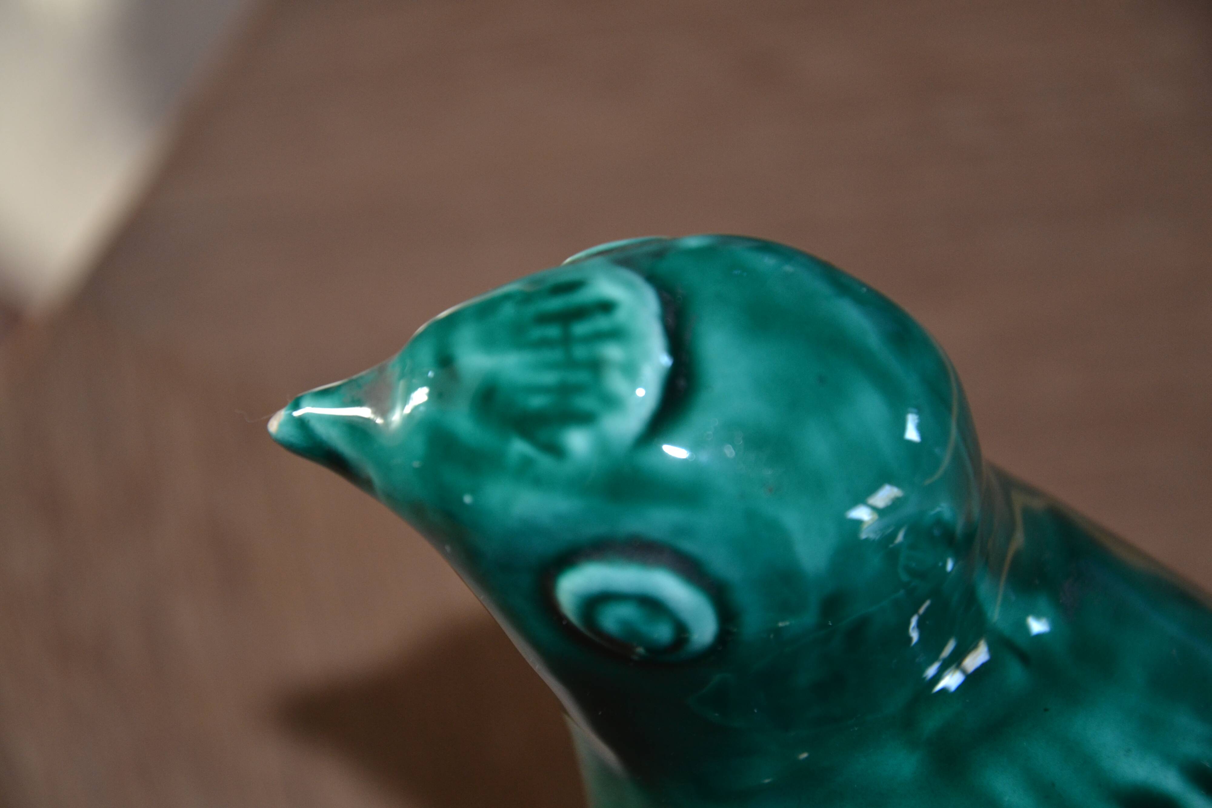 Green glazed ceramic pigeon FPP Vallauris