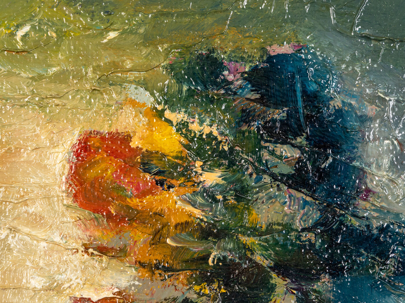 Expressionistic still life with flowers, oil on canvas, 20 x 26cm