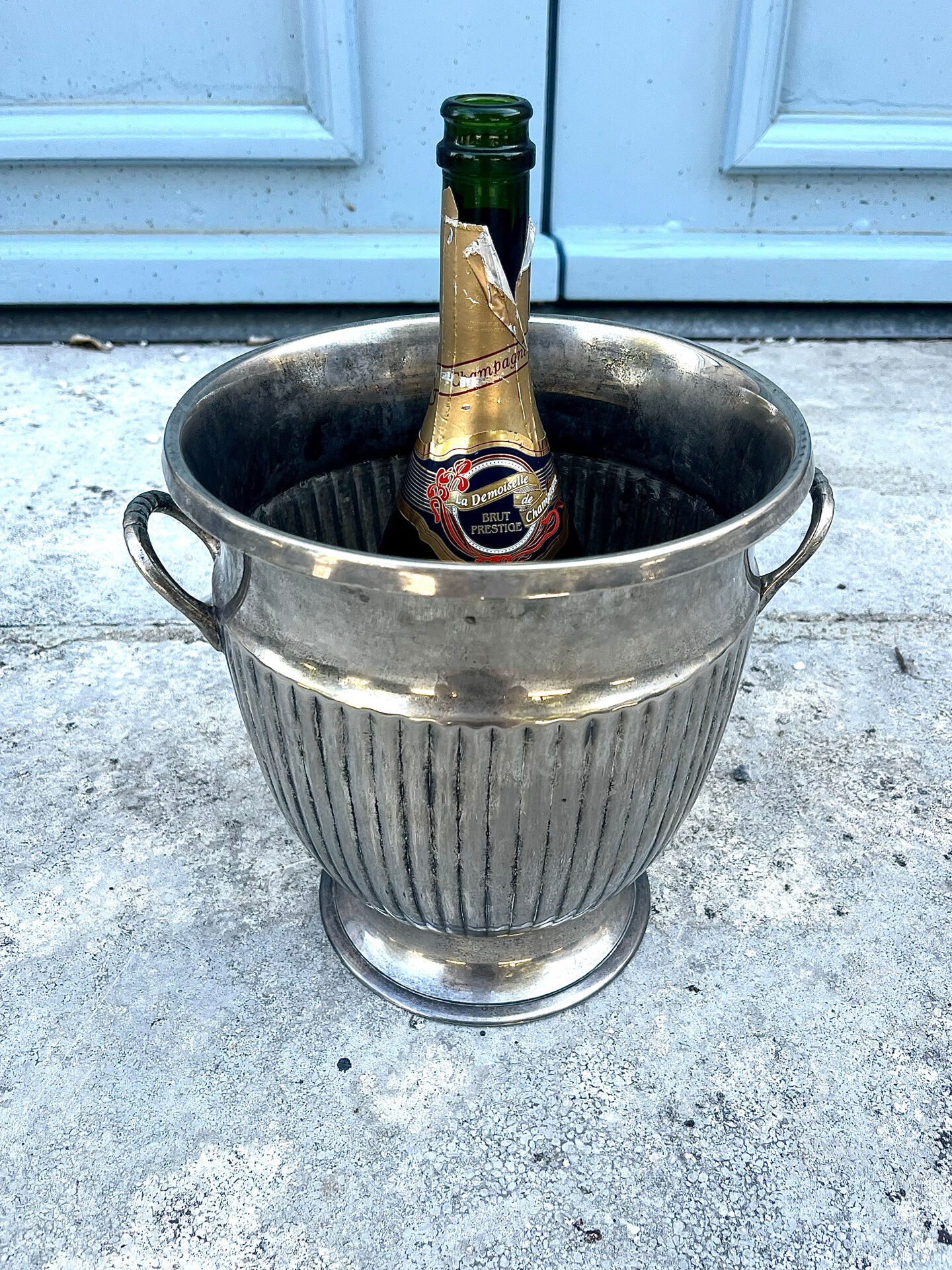 Silver Plated Champagne Bucket – Italian Empire Style Wine Cooler