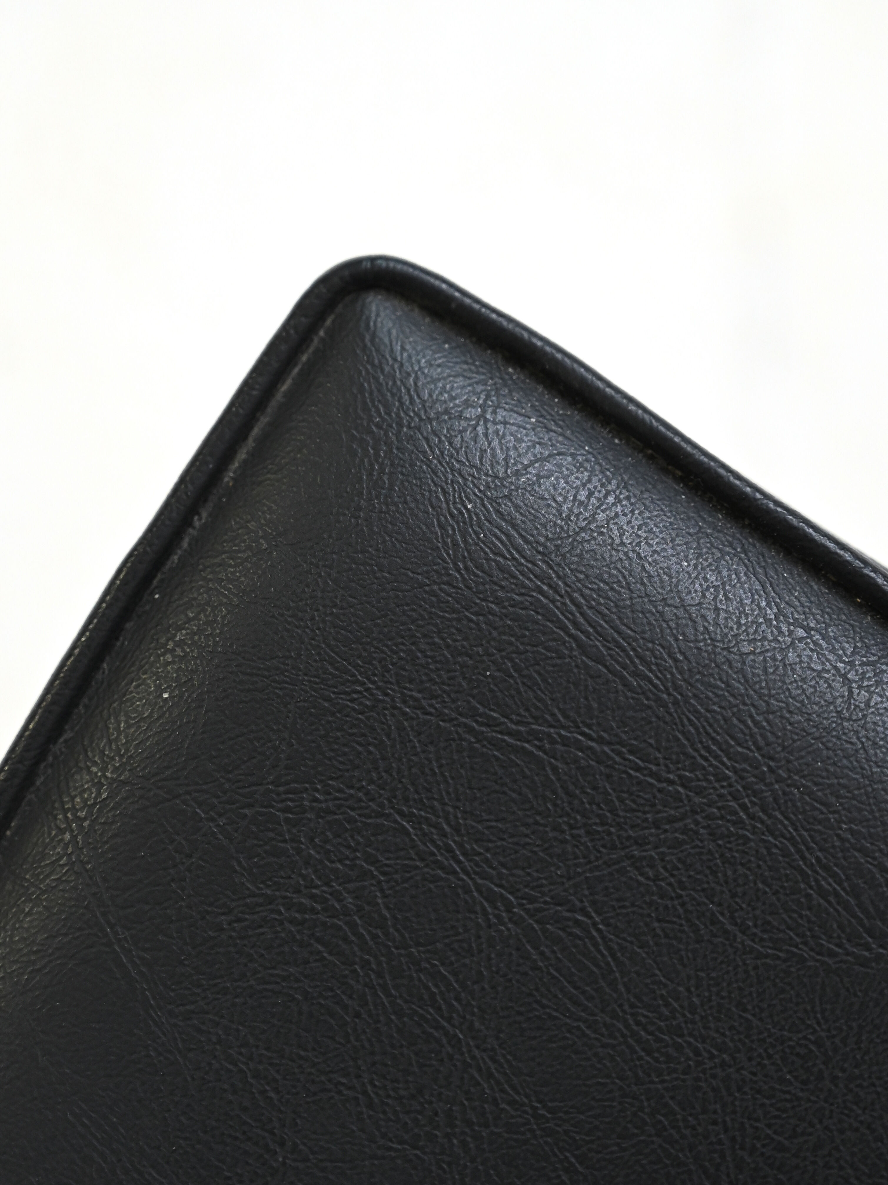 Vintage rosewood pouf with faux leather seat