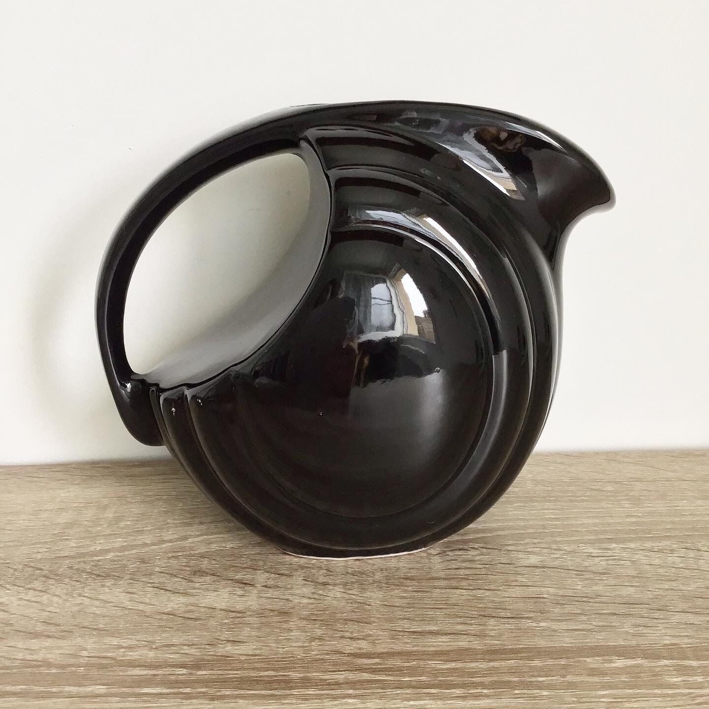 Vintage black ceramic pitcher art deco style