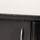 Buffet postmoderne en laque noire avec plateau en verre sur pieds boule