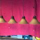 Set of 4 "cork" hanging lamps, 1960s