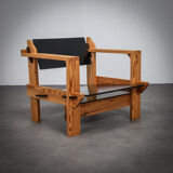 Paire de fauteuils en pin massif néerlandais extrêmement rare par Wouter Fens, années 1960.