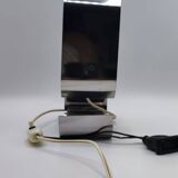 Vintage 70s chrome metal table lamp, folded effect.