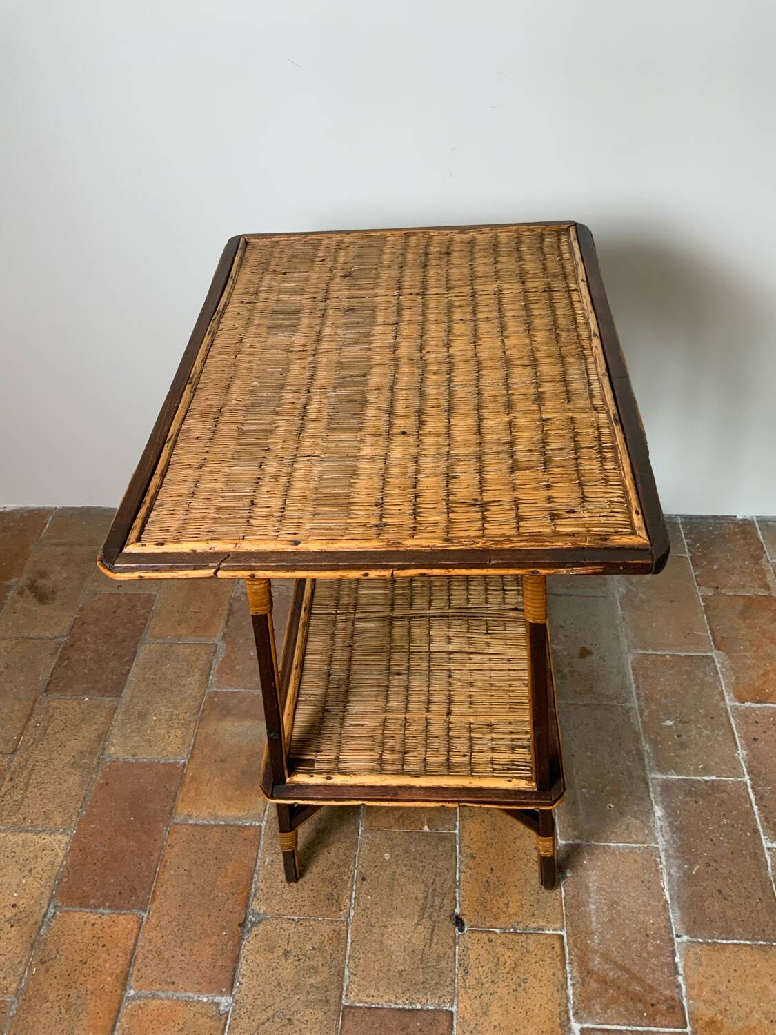 Wood and rattan table