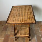 Wood and rattan table