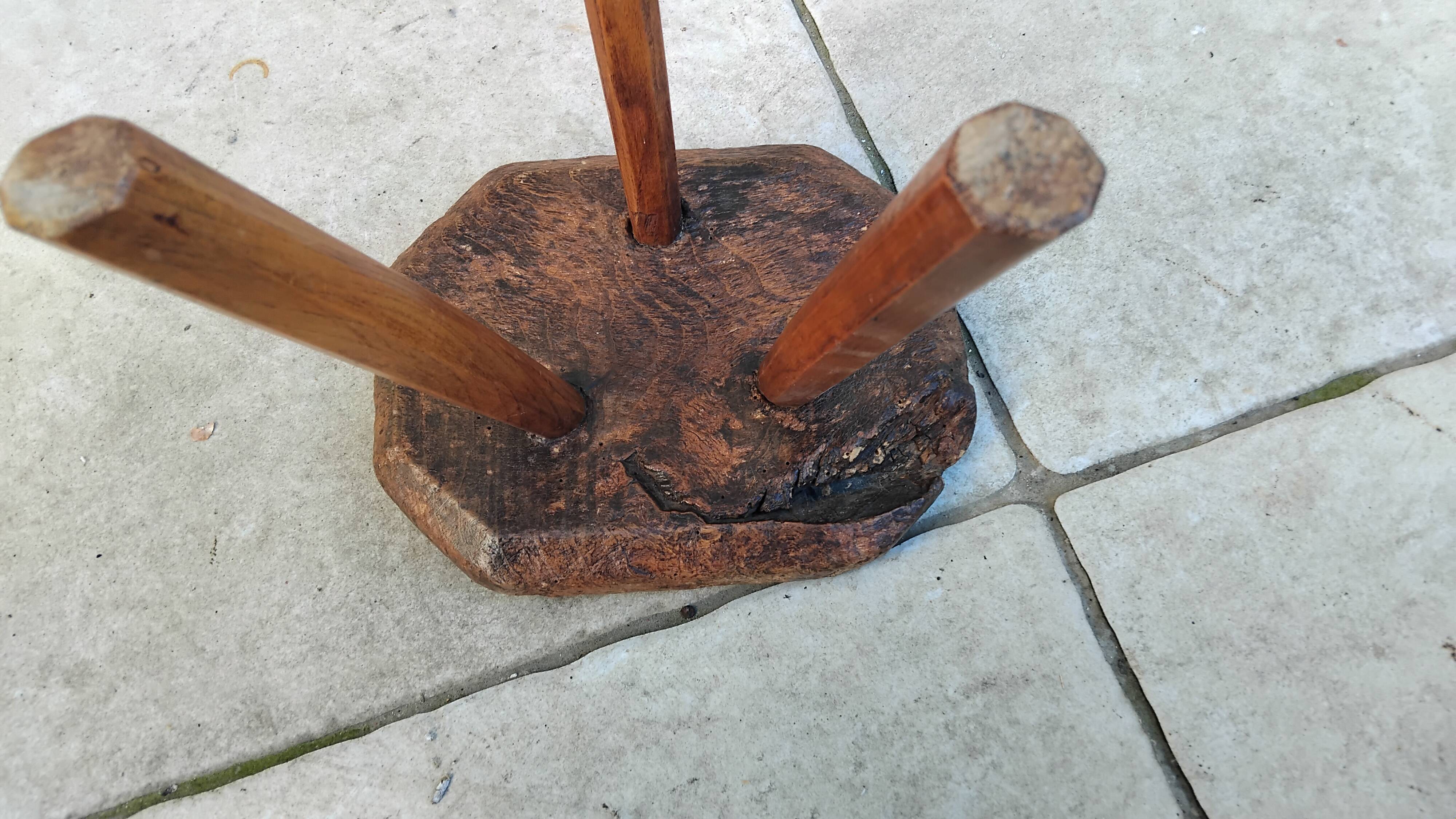Antique vintage farmhouse tripod stool