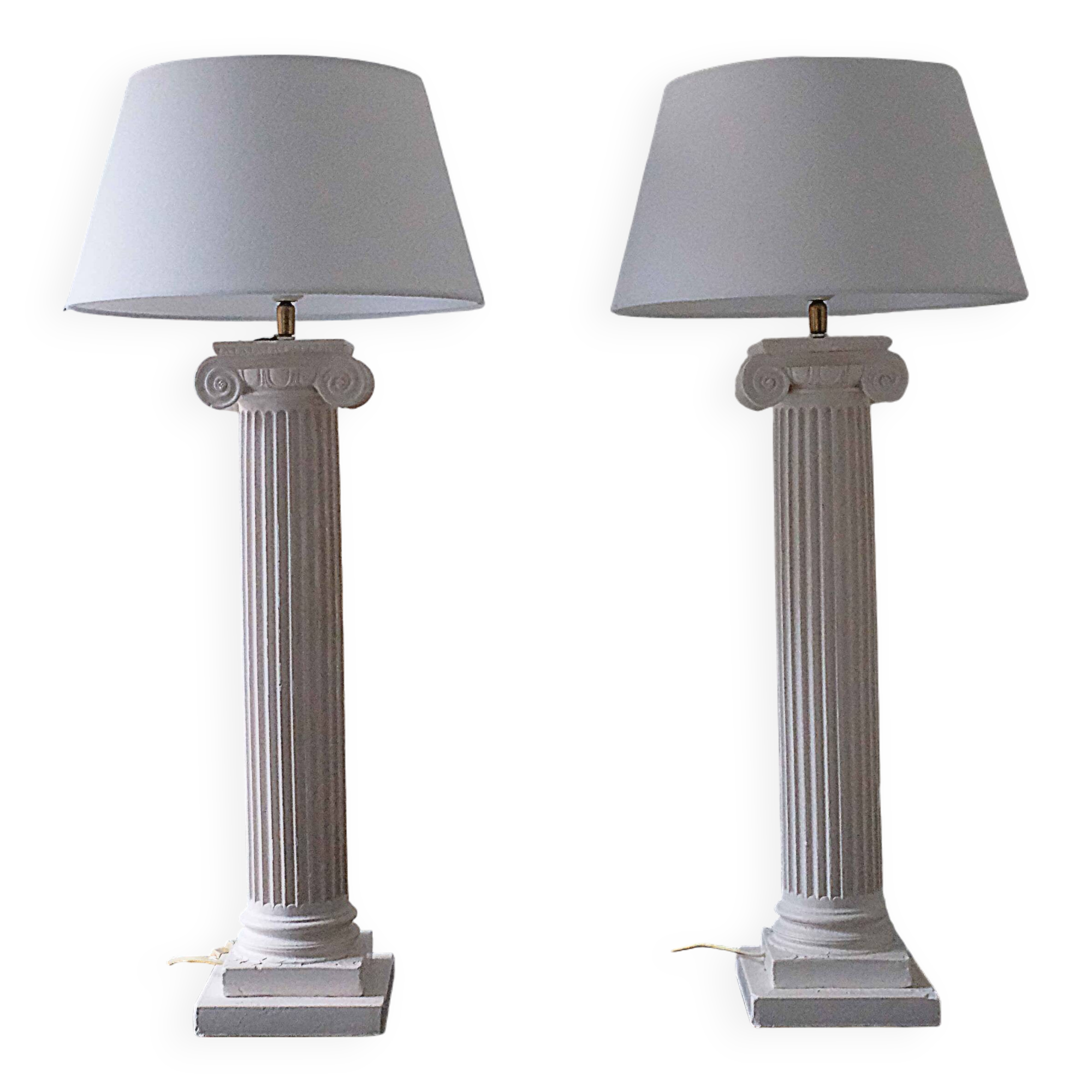 Pair of vintage antique column lamps