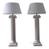Pair of vintage antique column lamps