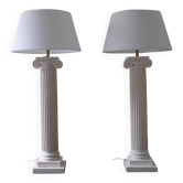 Pair of vintage antique column lamps
