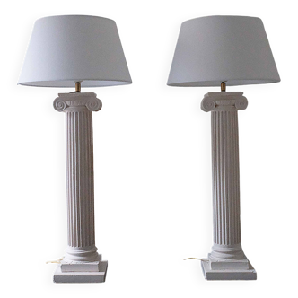 Pair of vintage antique column lamps