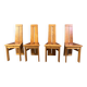Set of 4 oak brutalist dining chairs, 1970s
