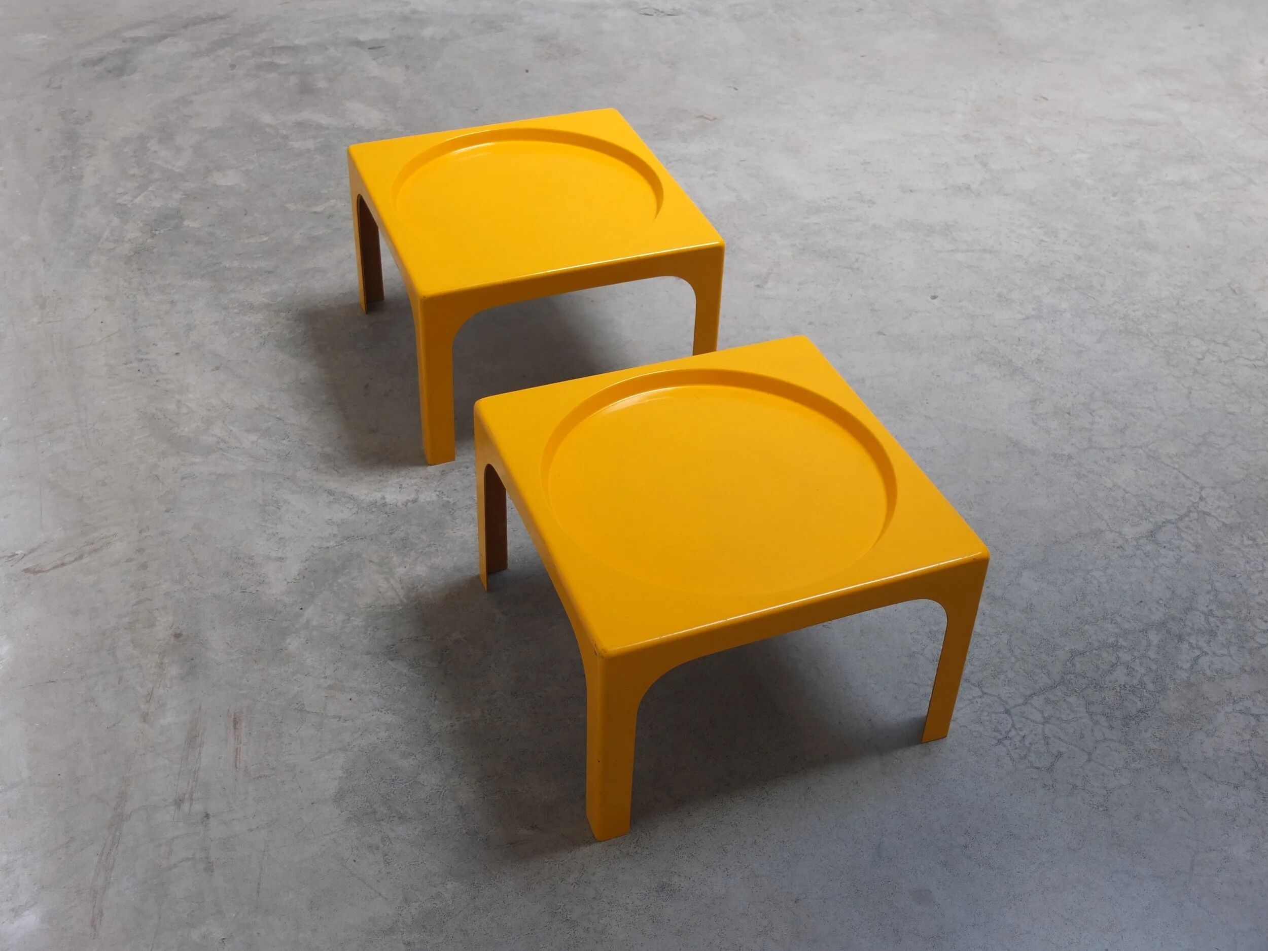 Pair of fiberglass side tables by Marc Berthier for Prisunic, 1970s