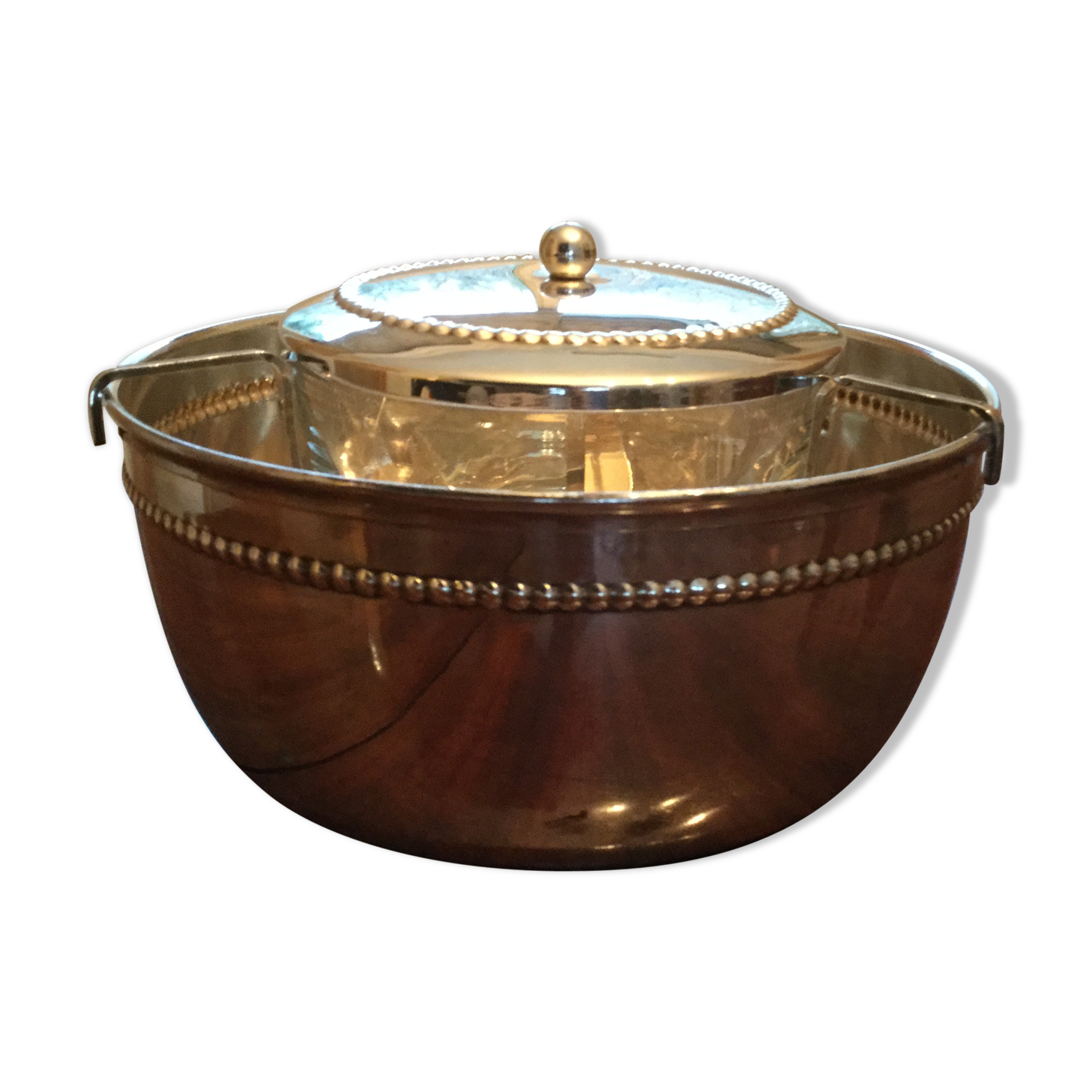 Silver metal caviar jar